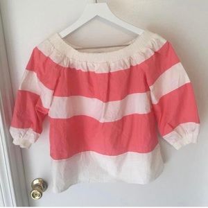 Stripped Boho Off Shoulder Top Shirt Flowy